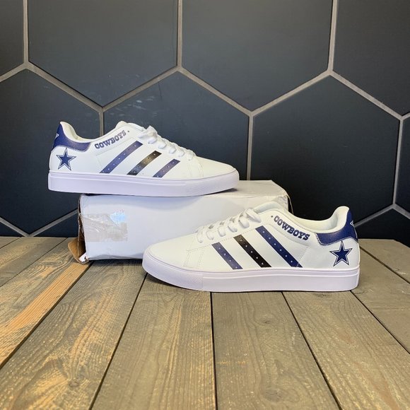 DallasCowboys Other - New W/Damaged Box! Mens Dallas Cowboys Casual White Blue Lace Up Sneakers Size 1